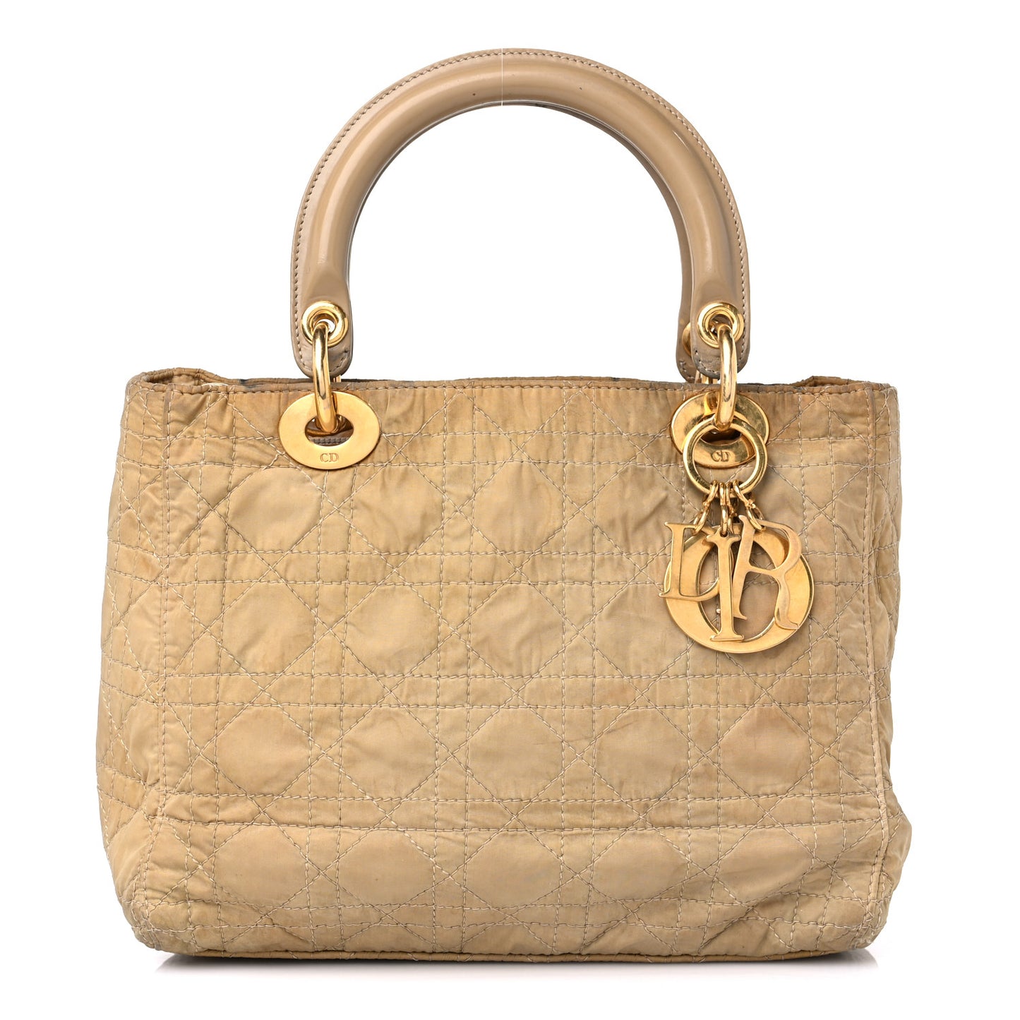 Nylon Cannage Medium Lady Dior Beige