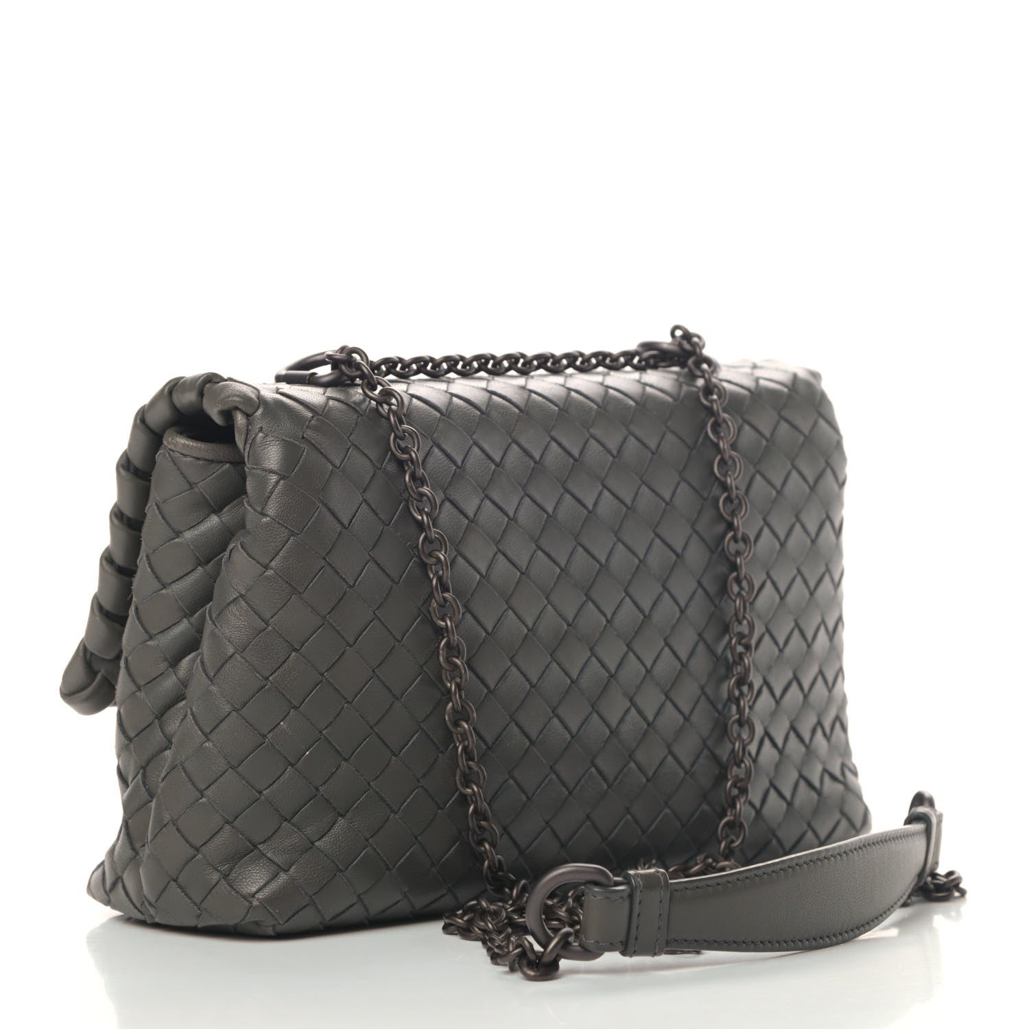 Bottega Veneta Nappa Intrecciato Baby Olimpia Shoulder Bag Steel 2 of 7