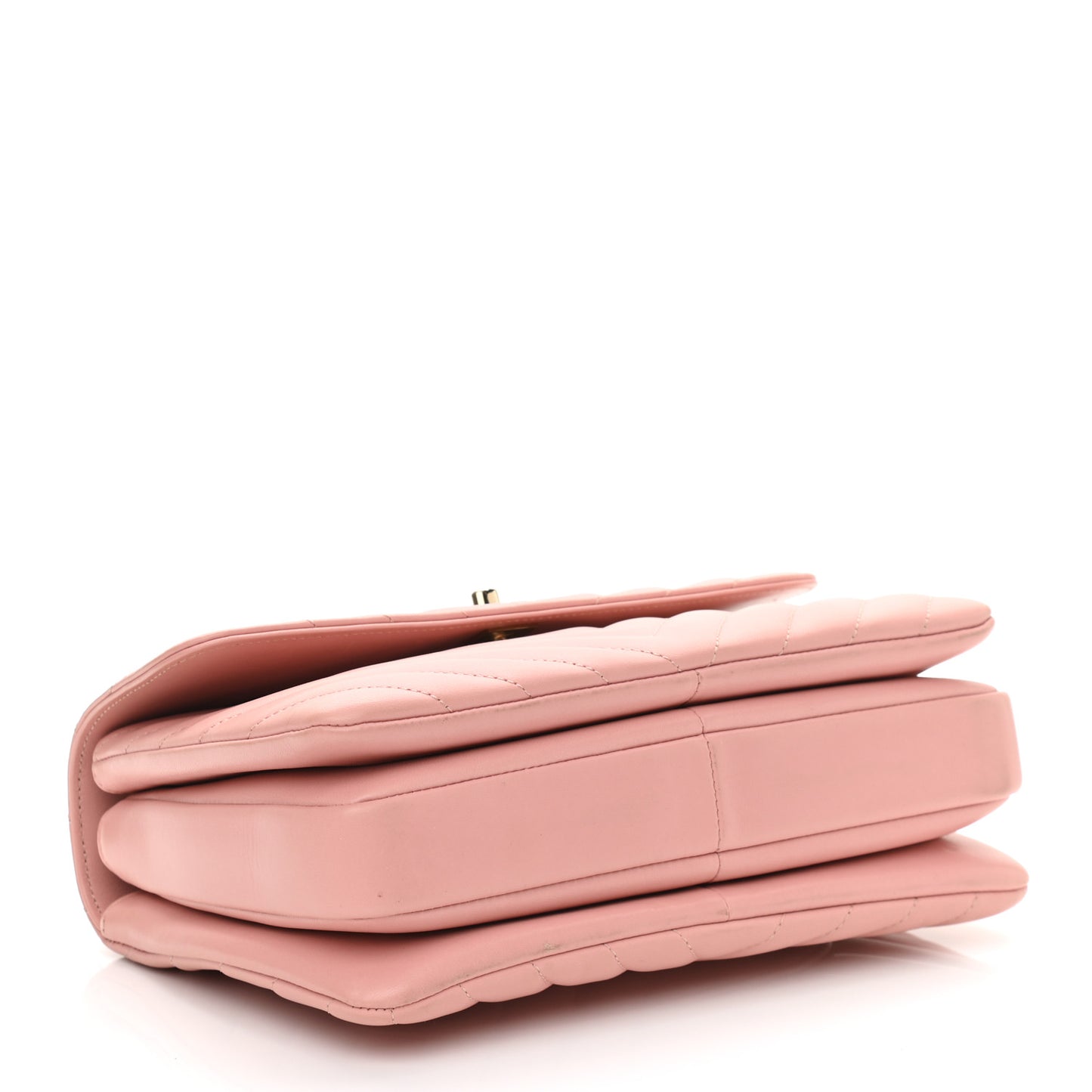 Lambskin Chevron Quilted Small Trendy CC Dual Handle Flap Bag Light Pink
