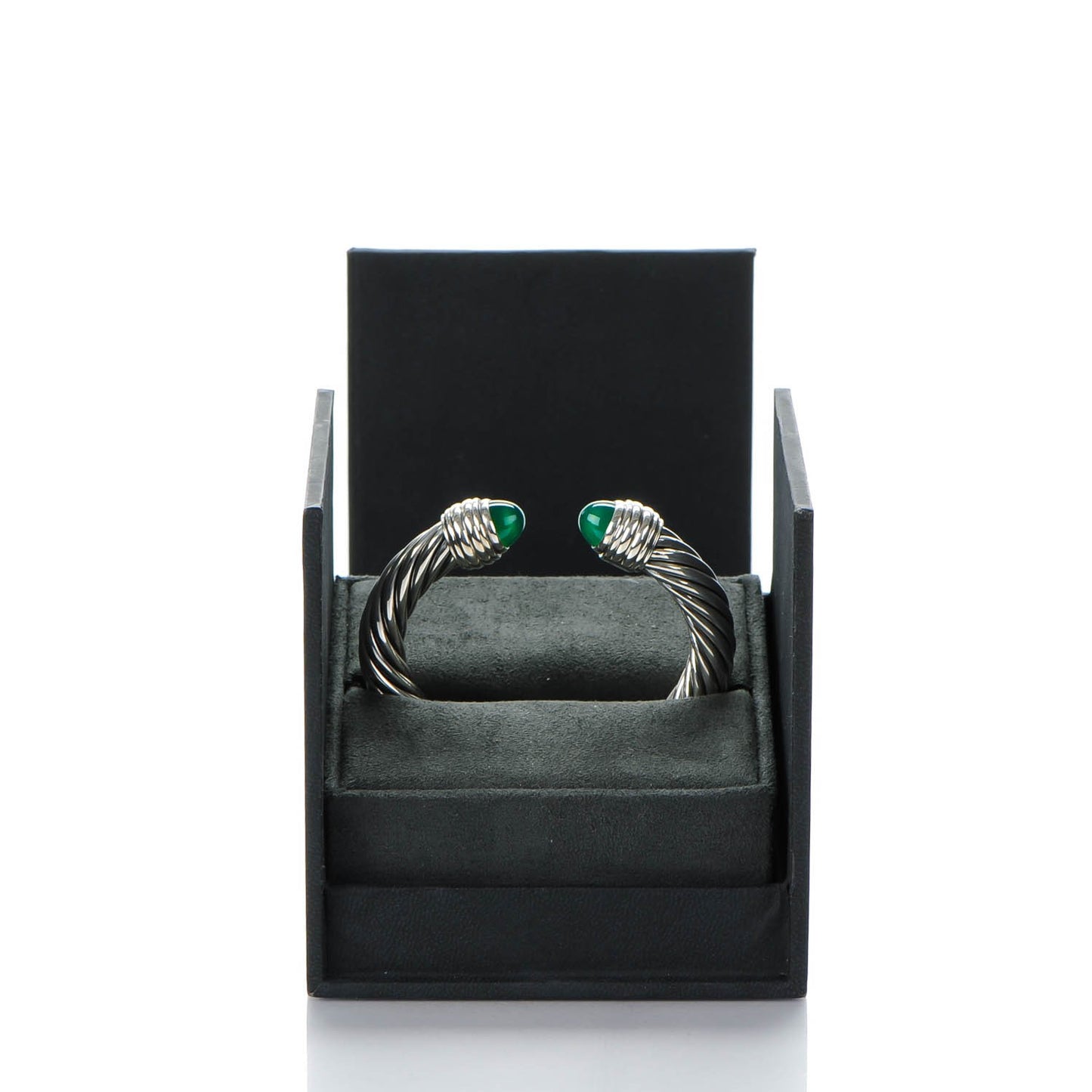 Sterling Silver Green Onyx 10mm Cable Classics Bracelet