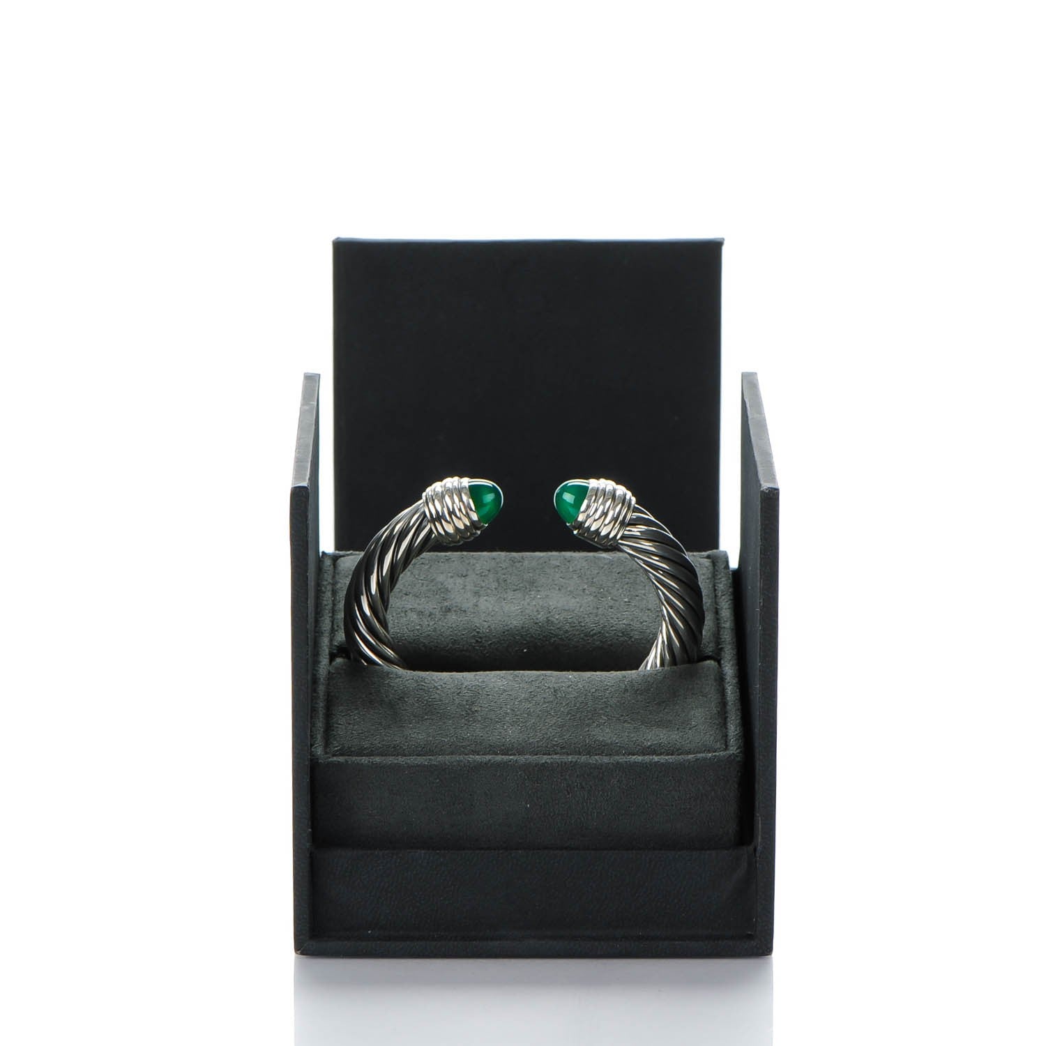David Yurman Sterling Silver Green Onyx 10mm Cable Classics Bracelet 5 of 5