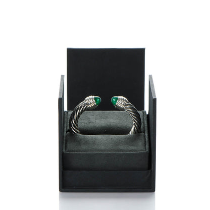 David Yurman Sterling Silver Green Onyx 10mm Cable Classics Bracelet 5 of 5