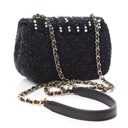 Chanel Tweed Pearl Mini Cosmos Flap Black 3 of 10