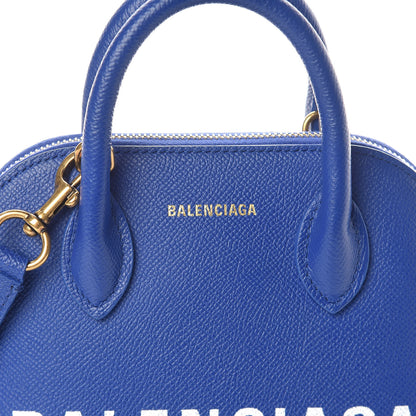 Balenciaga Signature Grained Calfskin Logo XXS Ville Top Handle Bag Bleu Roi White 7 of 9