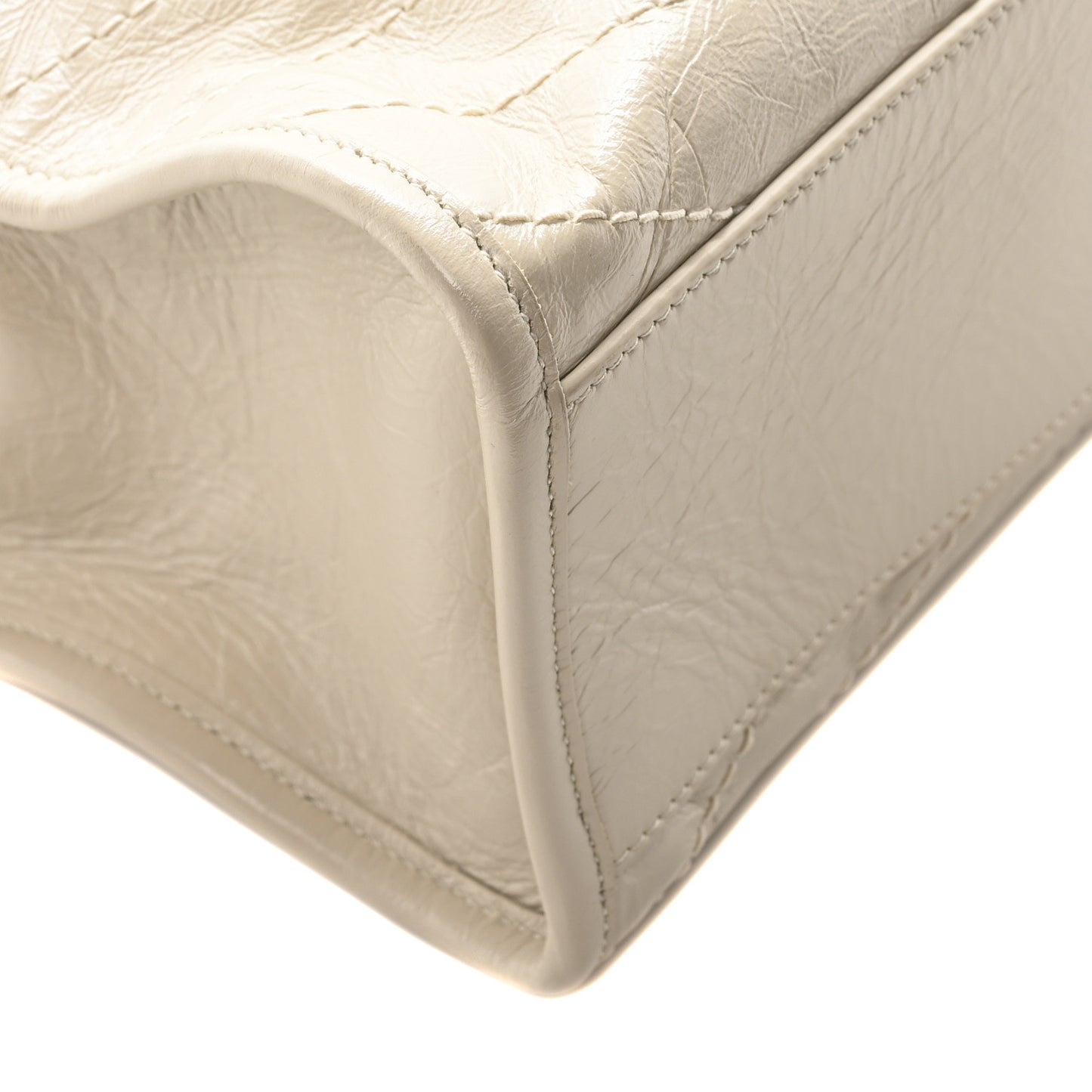 Crinkled Calfskin Matelasse Monogram Medium Niki Shopper Tote Crema Soft