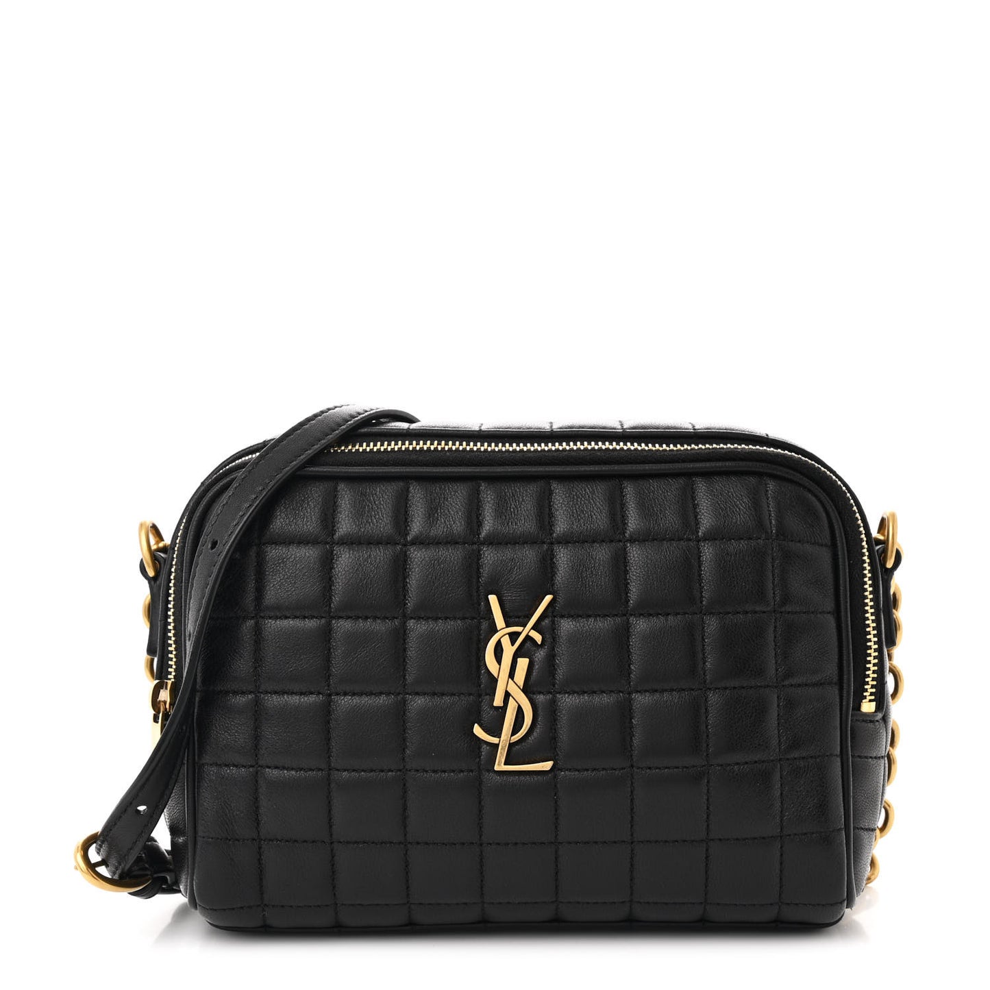 Lambskin Carre Quilted Cassandre Mini Camera Bag Black