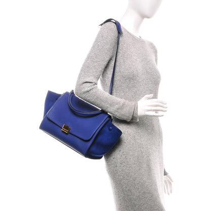 Celine Drummed Calfskin Suede Small Trapeze Indigo 2 of 7