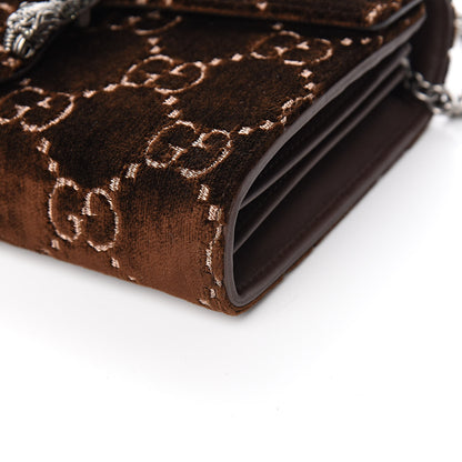 Gucci Velvet GG Monogram Mini Dionysus Chain Wallet Brown 9 of 10