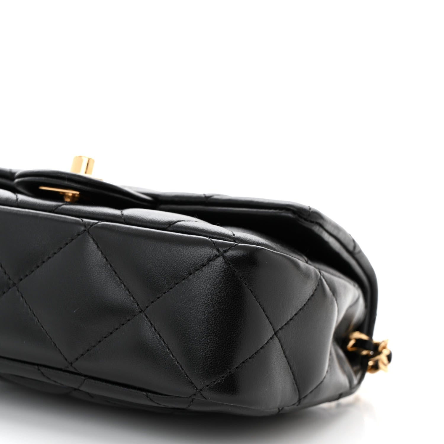 Chanel Lambskin Resin Quilted Top Handle Flap Black 10 of 11