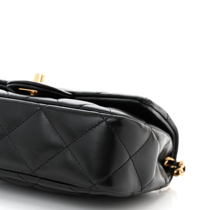 Chanel Lambskin Resin Quilted Top Handle Flap Black 10 of 11