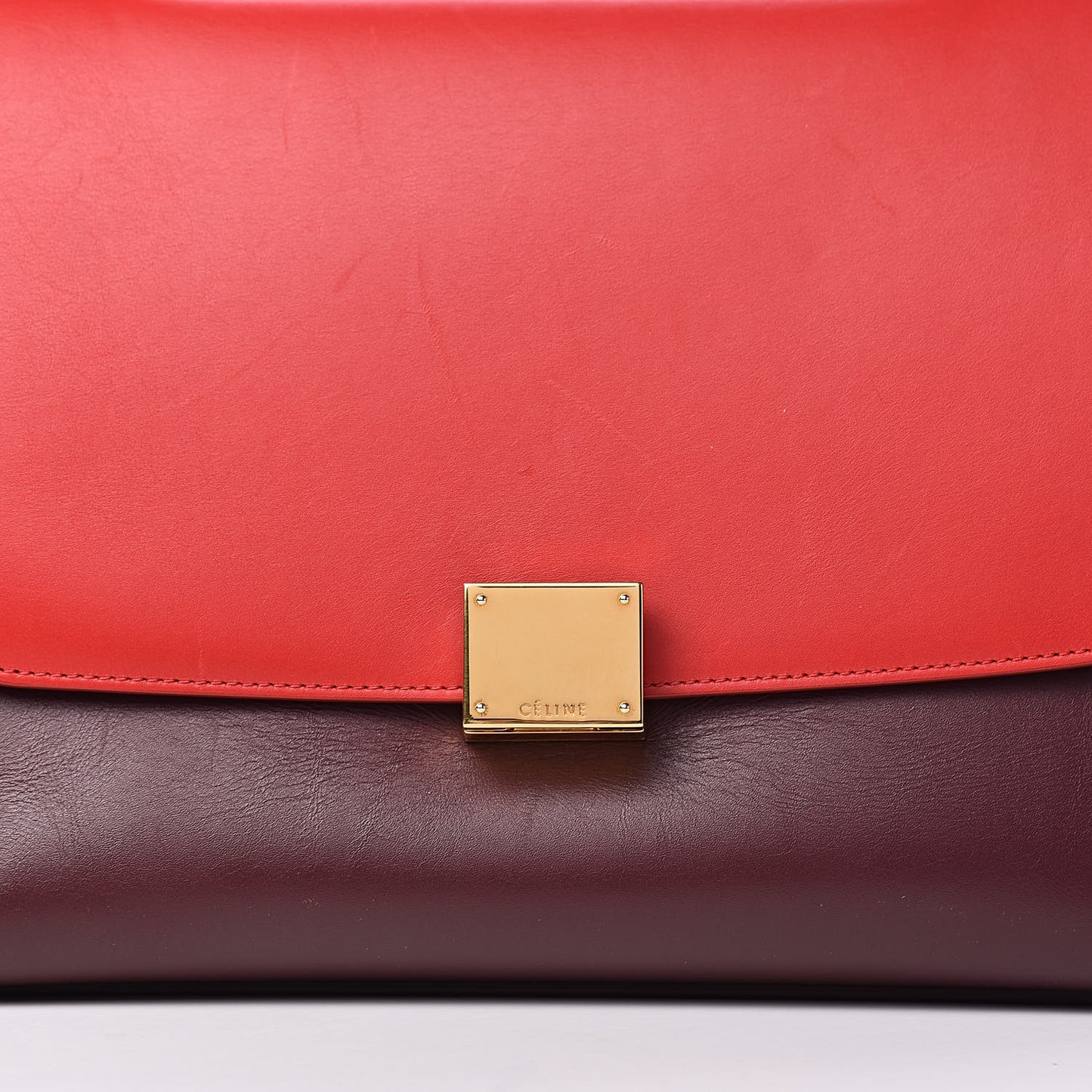 Satin Baby Grained Calfskin Small Trapeze Carmin