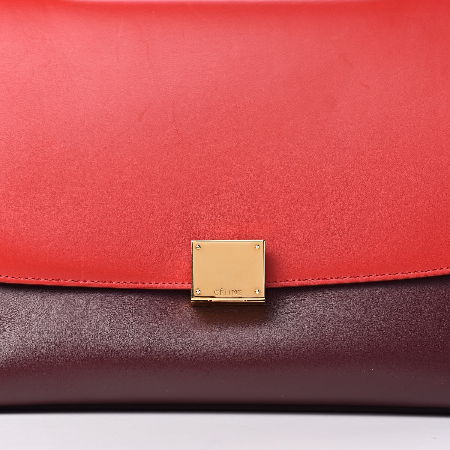 Celine Satin Baby Grained Calfskin Small Trapeze Carmin 14 of 14