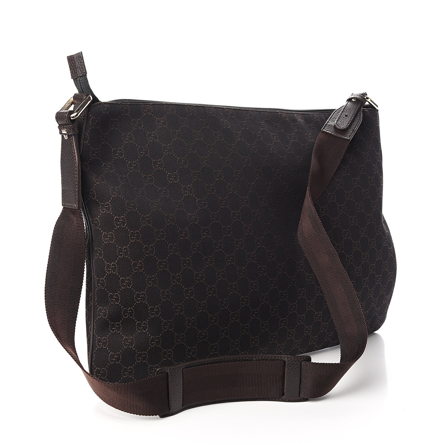 Gucci Denim Monogram Messenger Bag Dark Brown 2 of 9
