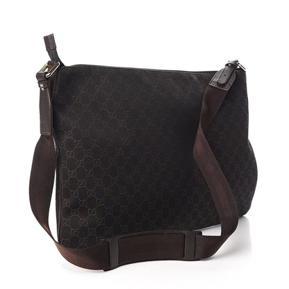 Gucci Denim Monogram Messenger Bag Dark Brown 2 of 9