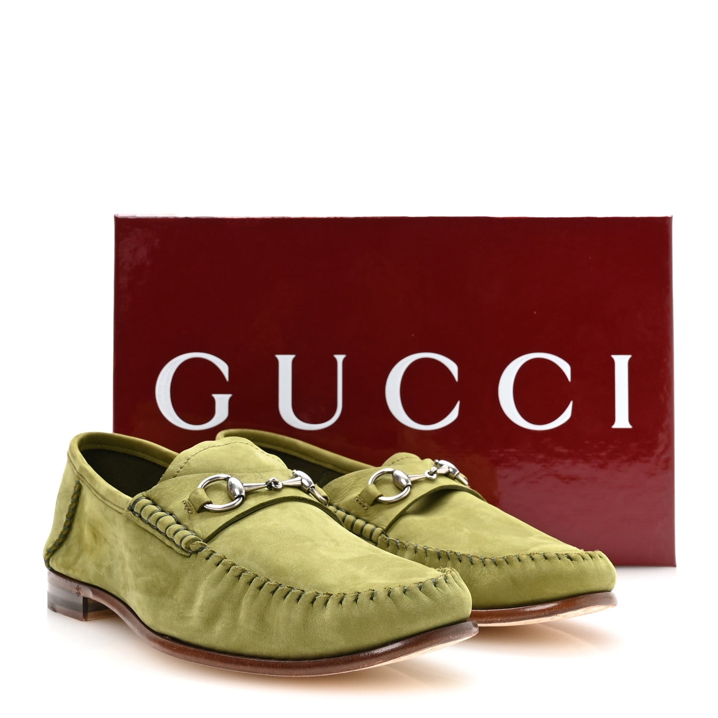 Nubuck Womens Horsebit Loafers 38.5 Herbs Light Green