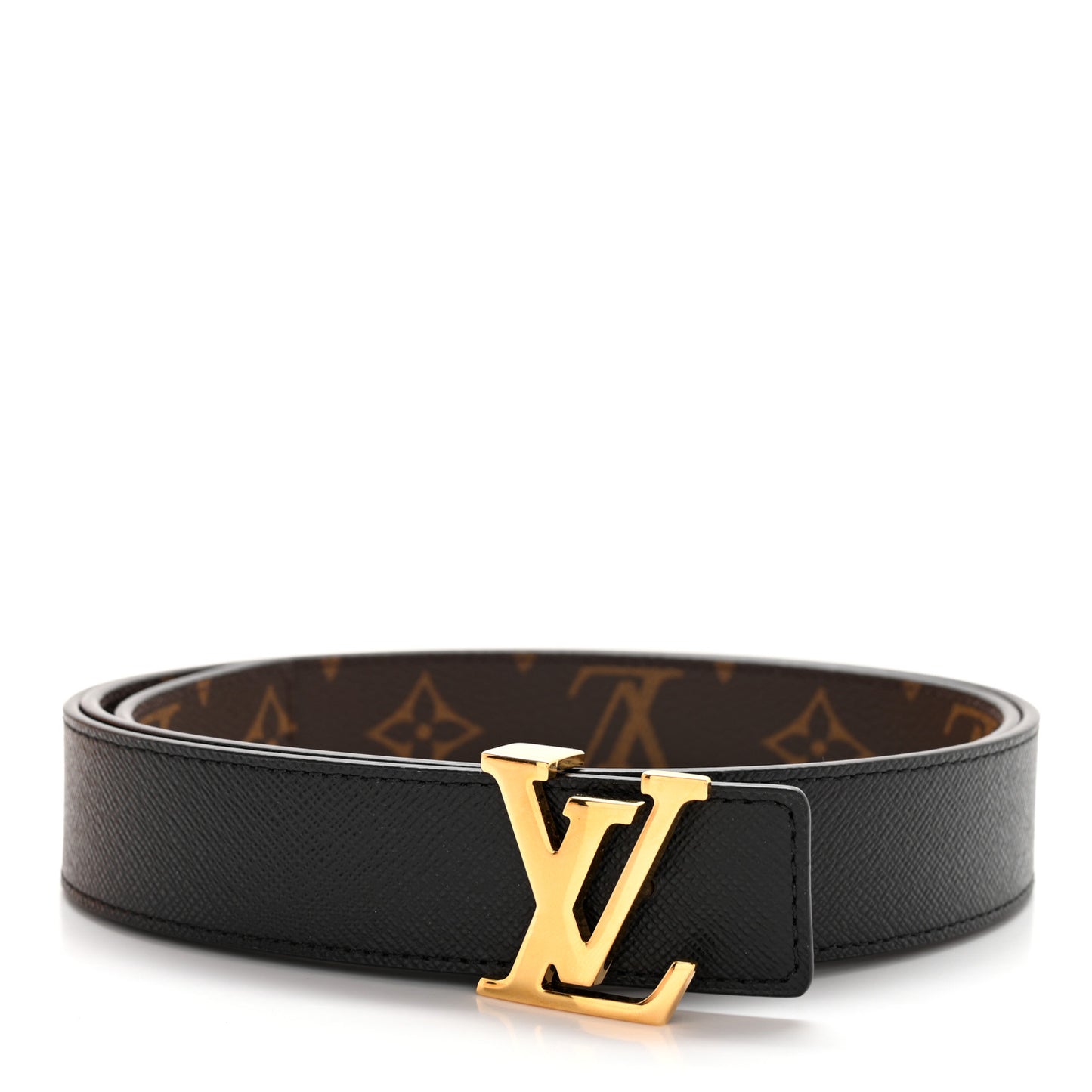 Calfskin Monogram 30mm LV Initiales Reversible Belt 95 38 Black