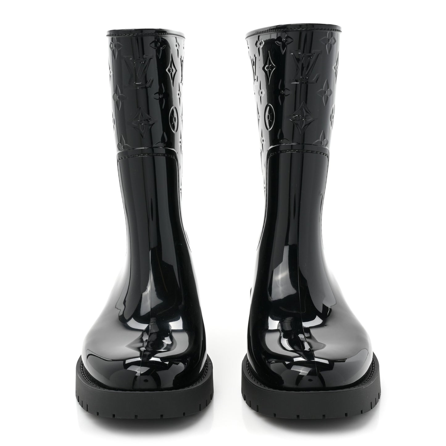 Rubber Embossed Monogram Drops Flat Half Boots 41 Black
