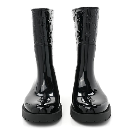 Louis Vuitton Rubber Embossed Monogram Drops Flat Half Boots 41 Black 2 of 8