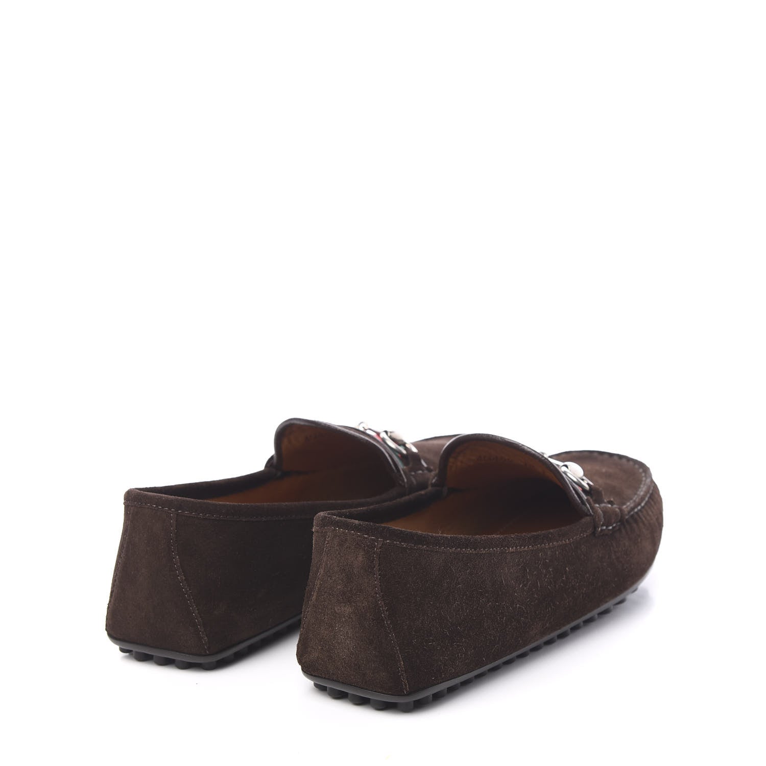 Gucci Suede Web Mens Horsebit Driver Loafers 8.5 Cocoa 4 of 9