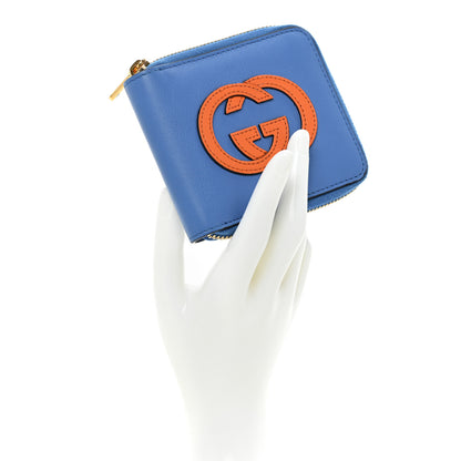 Gucci Vitello Eclipse Interlocking G Zip Around Card Case Wallet Bright Splash Carrot Orange 2 of 12