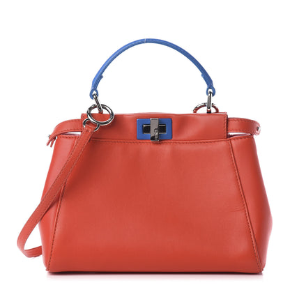 Fendi Nappa Colorblock Mini Peekaboo Iconic Satchel Papavero Bubblegum Blue Royal 1 of 11