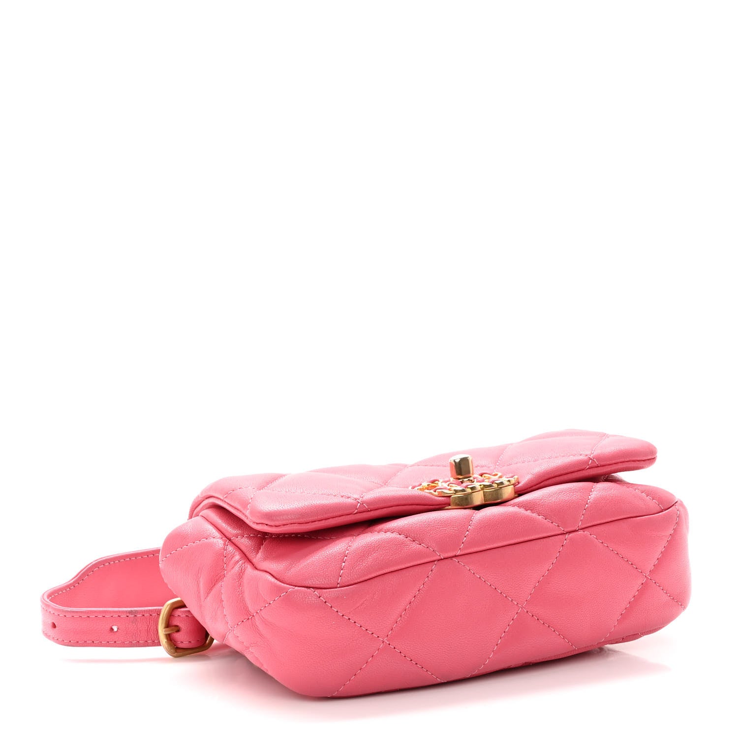 Chanel Lambskin Quilted Chanel 19 Waist Bag Pink 4 of 8