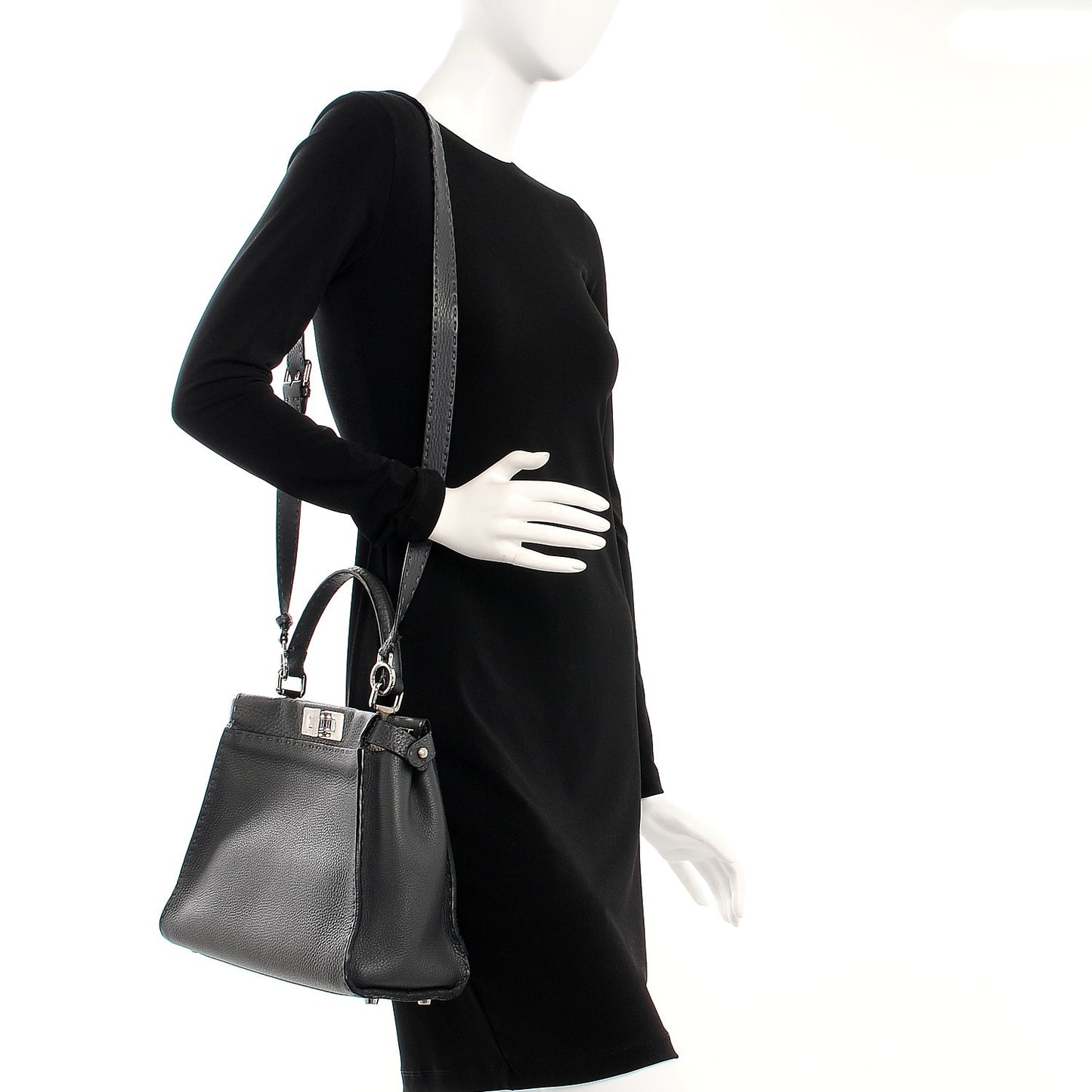 Cuoio Romano Selleria Bi-Color Large Peekaboo Iconic Satchel Asfalto Latte