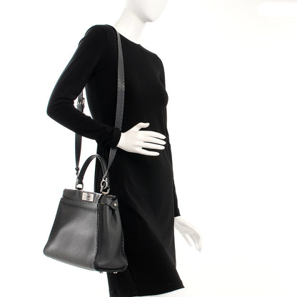 Fendi Cuoio Romano Selleria Bi-Color Large Peekaboo Iconic Satchel Asfalto Latte 2 of 13