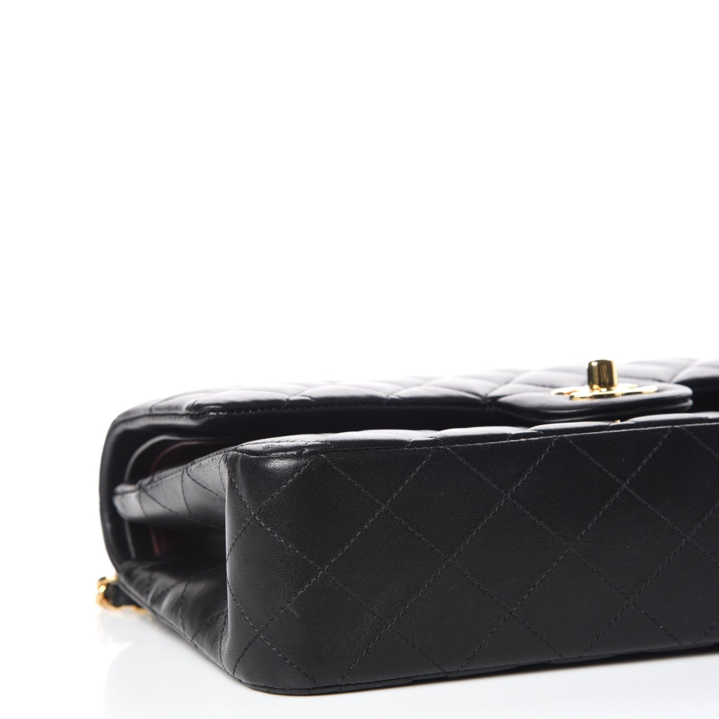Lambskin Quilted Medium Double Flap Black