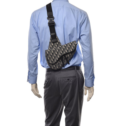 Christian Dior Oblique Saddle Bag Blue 3 of 12