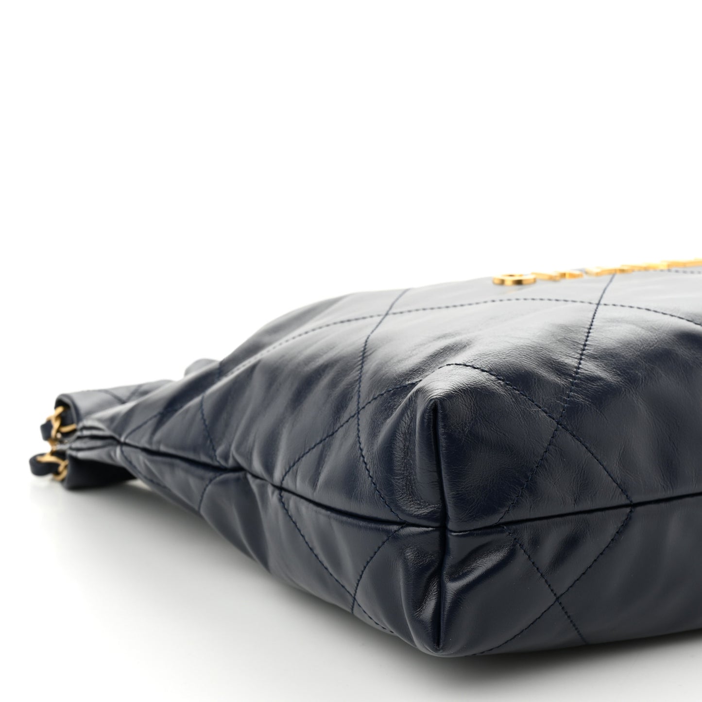 Shiny Calfskin Quilted Small Chanel 22 Navy