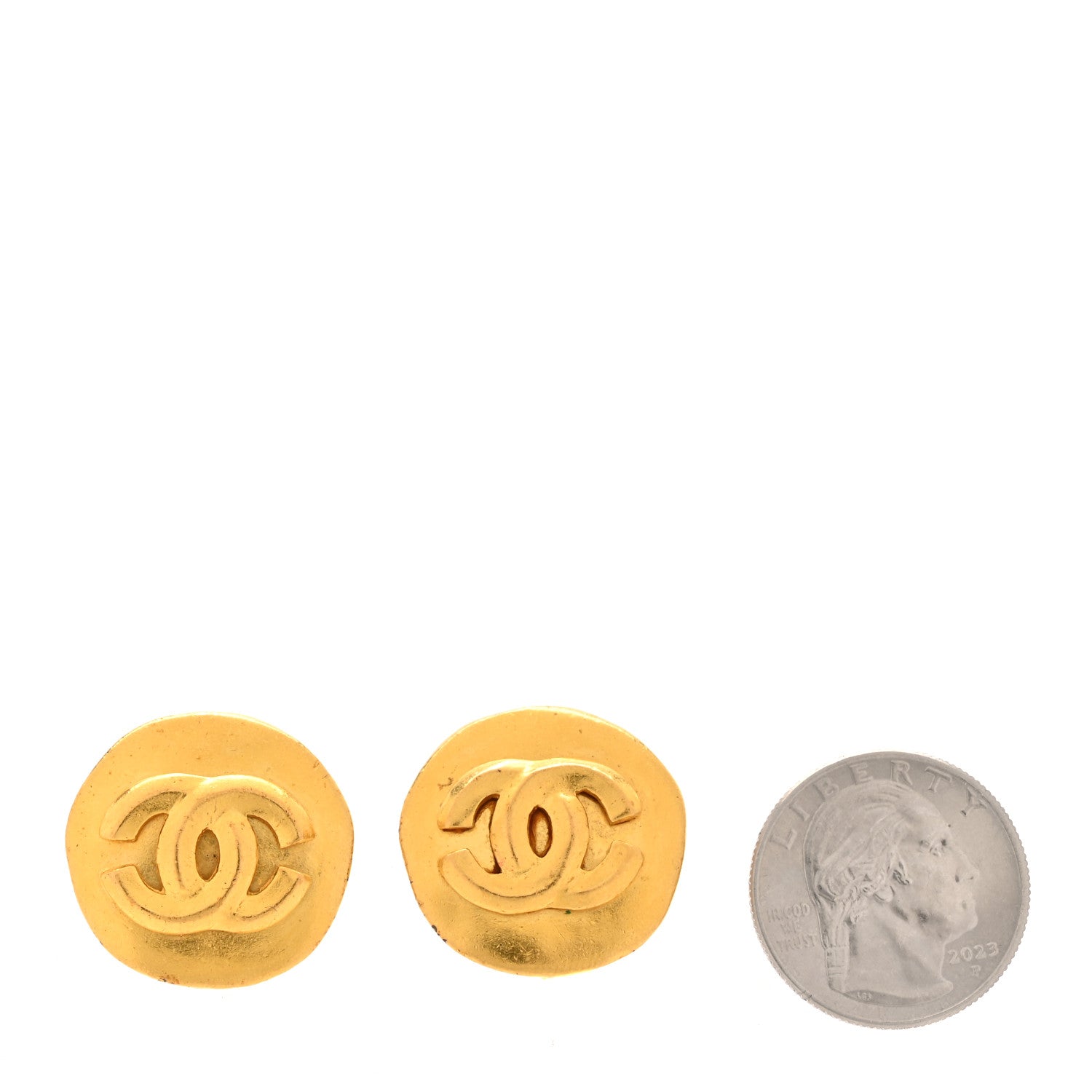 Chanel CC Clip On Earrings Gold Gold 2 of 4
