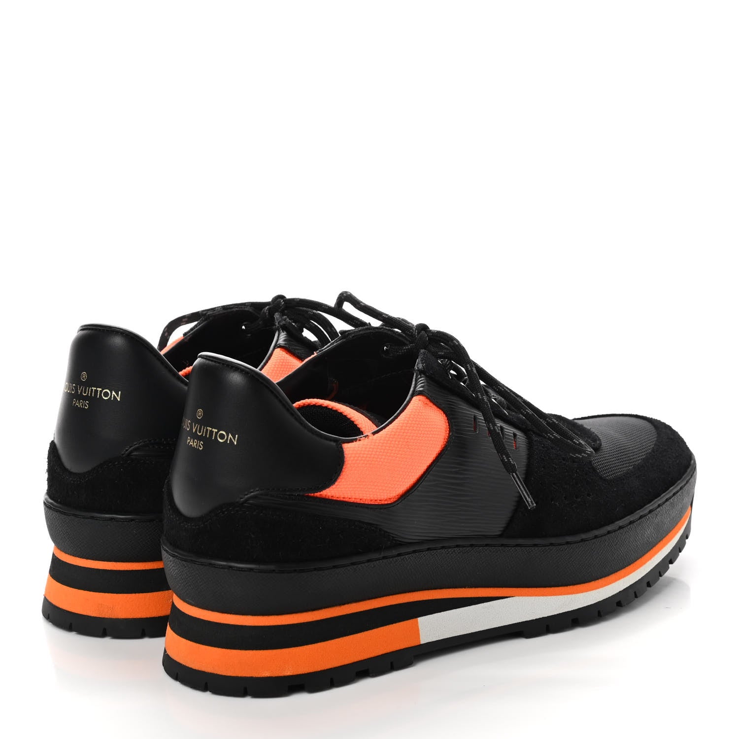 Louis Vuitton Epi Suede Mens Harlem Richelieu Sneakers 7 Black Orange 4 of 9