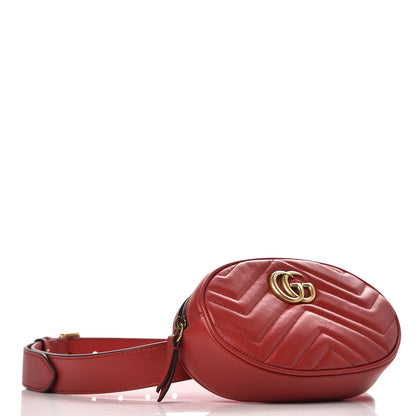 Gucci Calfskin Matelasse GG Marmont Belt Bag 85 34 Hibiscus Red 4 of 11