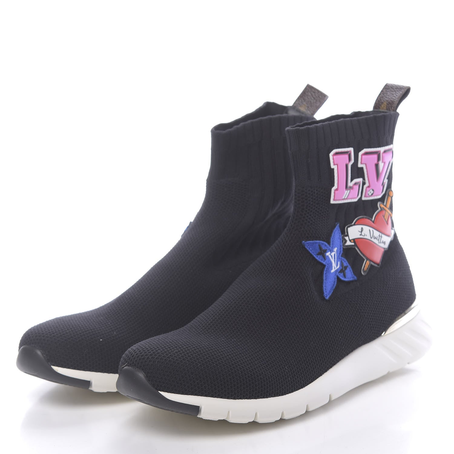 Louis Vuitton Stretch Fabric LV Black Heart Sock Sneaker 39 Black 3 of 8