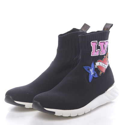 Louis Vuitton Stretch Fabric LV Black Heart Sock Sneaker 39 Black 3 of 8