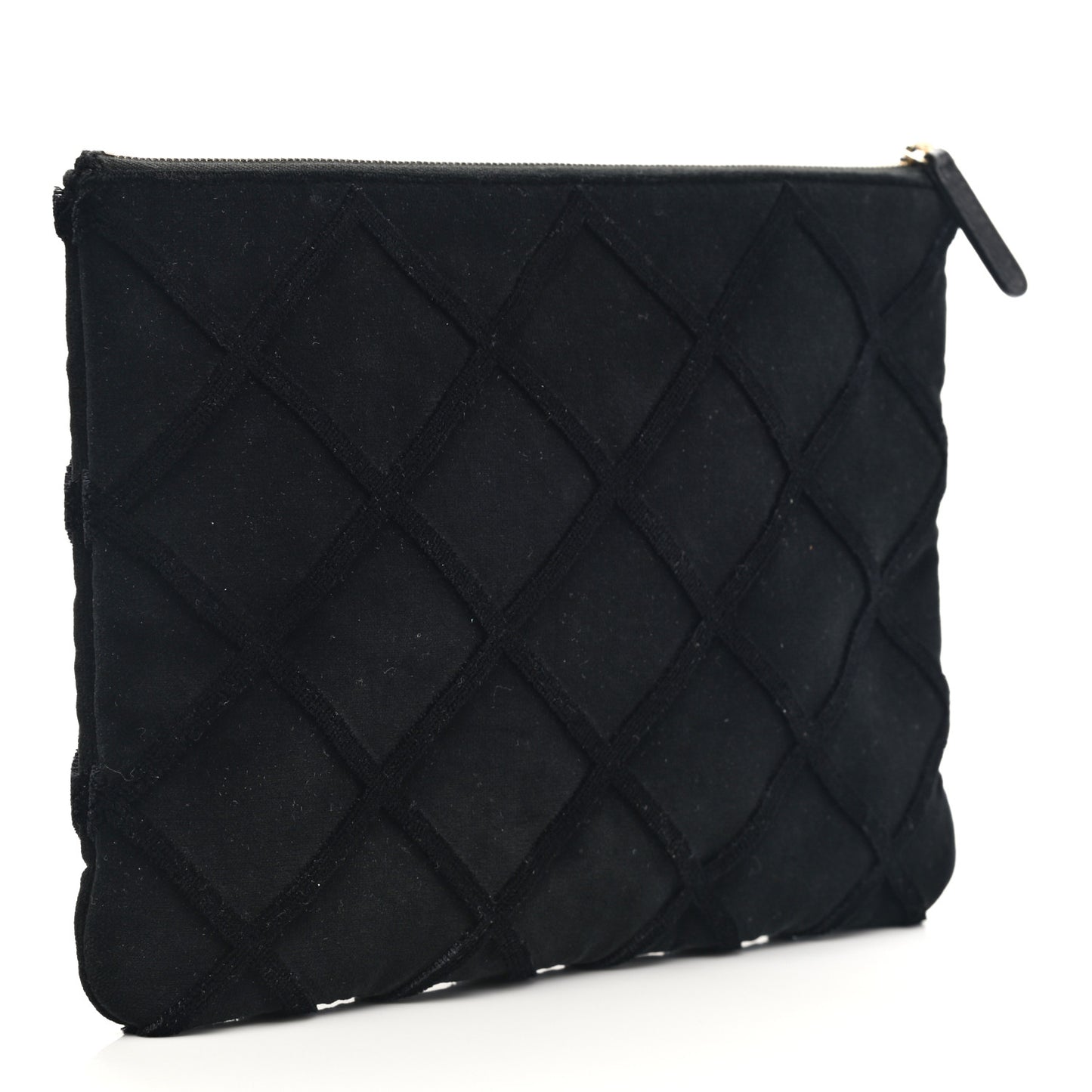 Velvet Quilted Medium Cosmetic Case Black