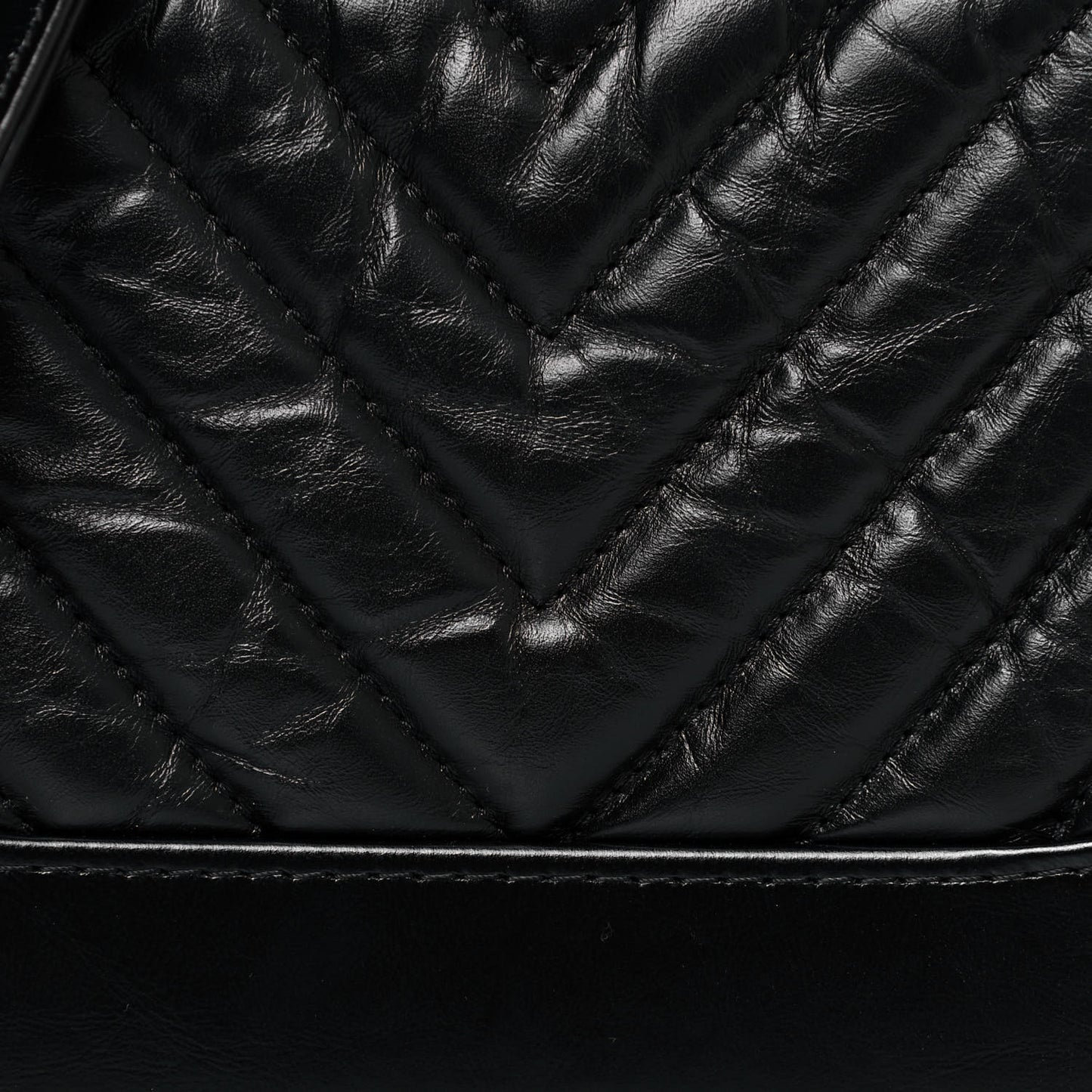 Aged Calfskin Chevron Quilted Small Gabrielle Hobo Black