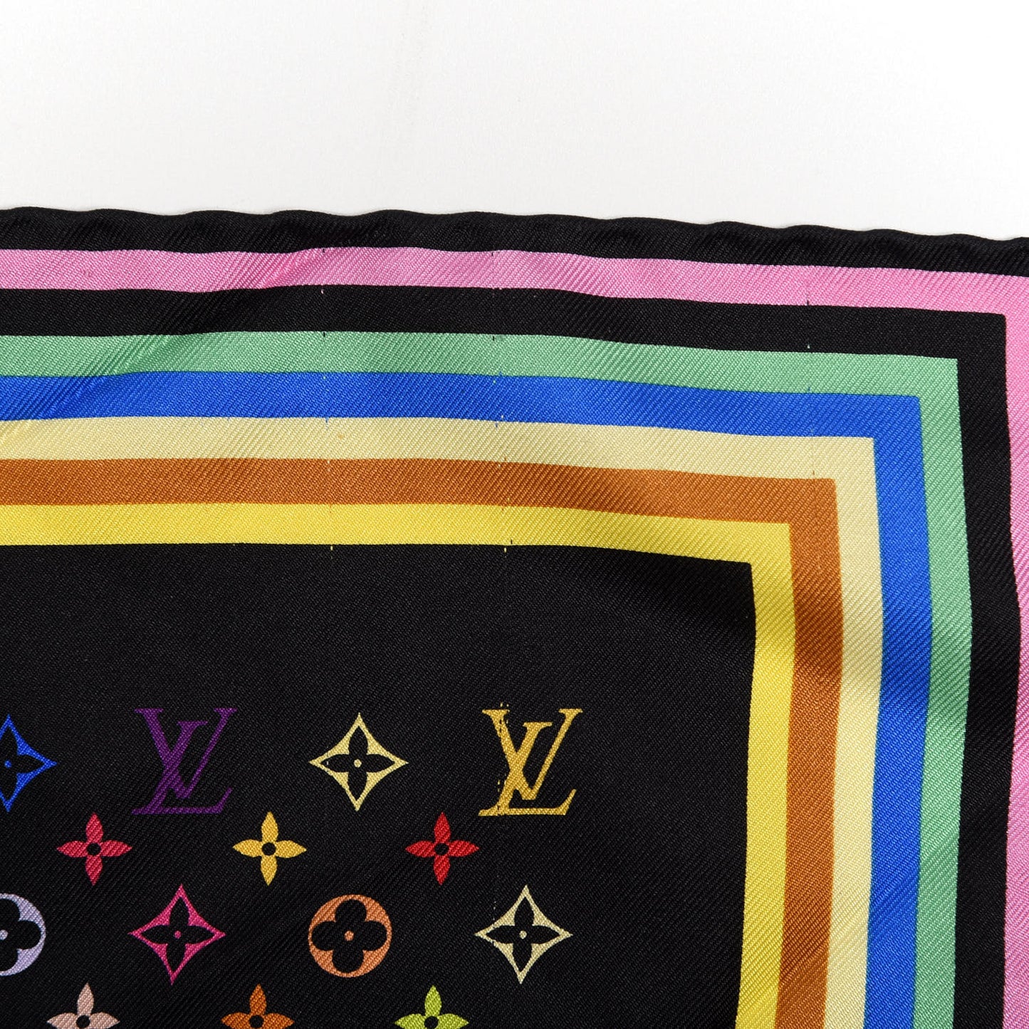 Silk Monogram Multicolor Square Scarf Black