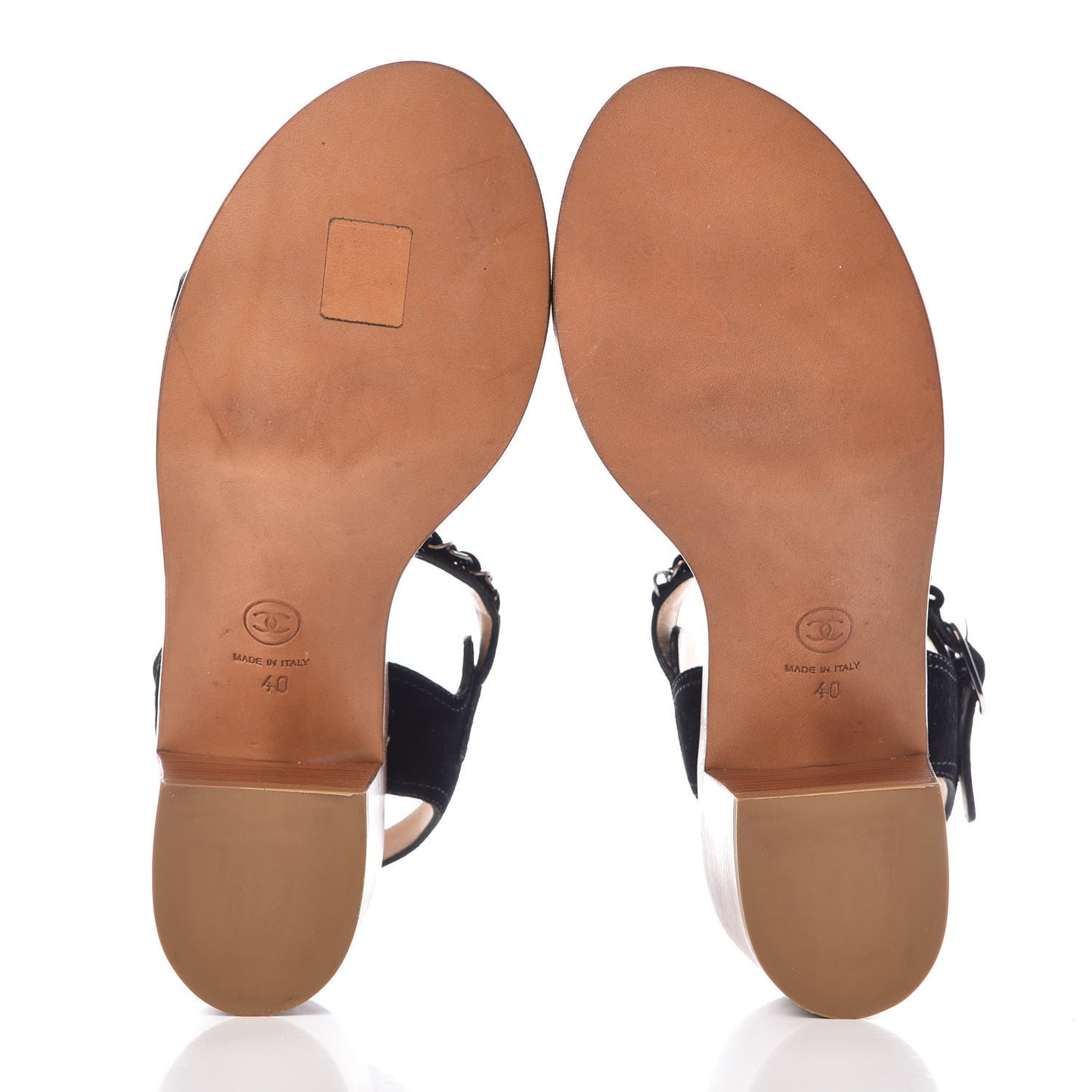 Suede CC Chain Sandals 40 Black