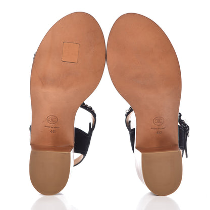 Chanel Suede CC Chain Sandals 40 Black 5 of 9