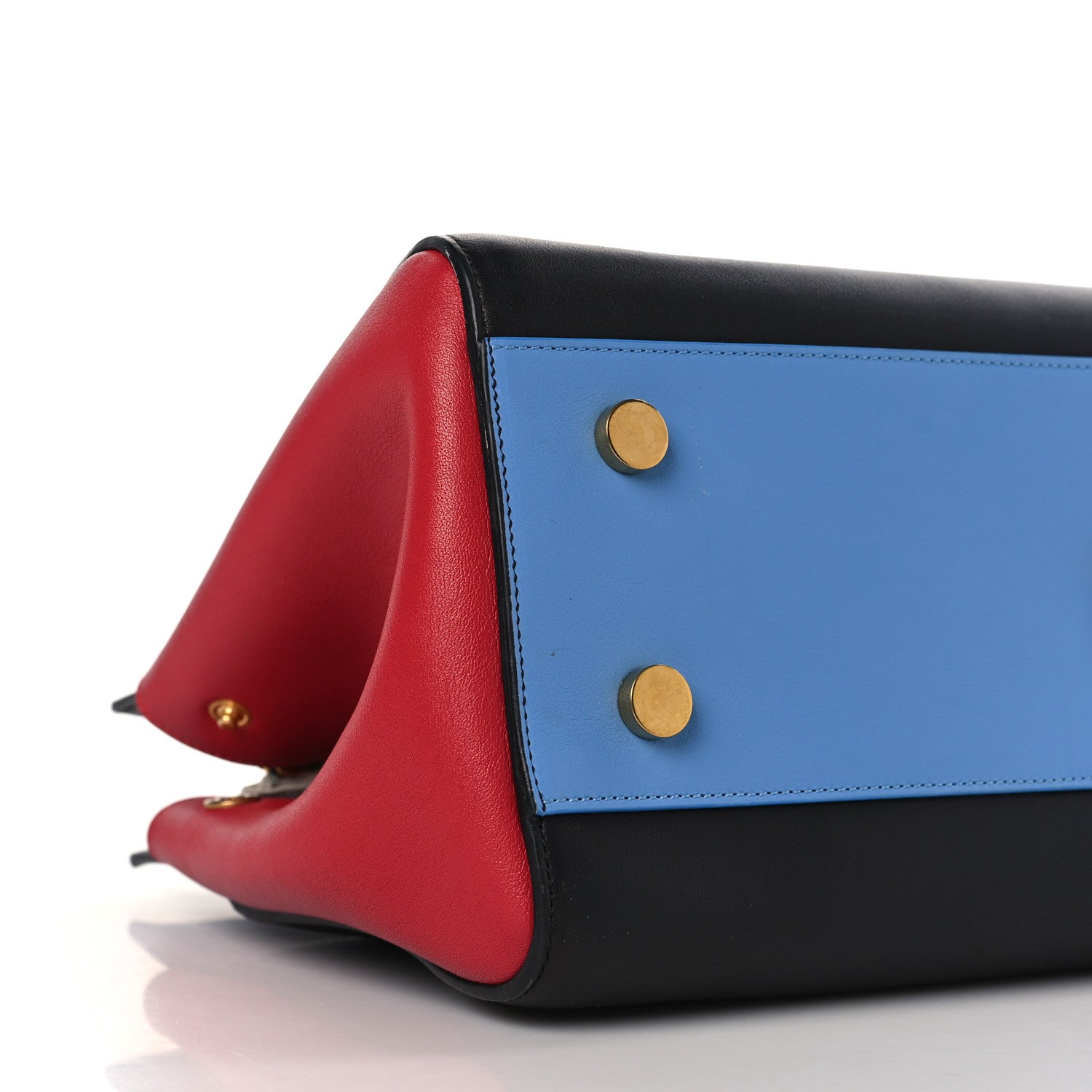 Saint Laurent Calfskin Small Cabas Rive Gauche Bag Black Red Yellow White 7 of 8