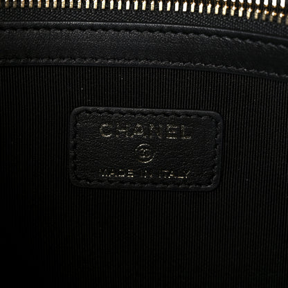 Chanel Tweed Quilted Medium Cosmetic Pouch Black Ecru White 6 of 8
