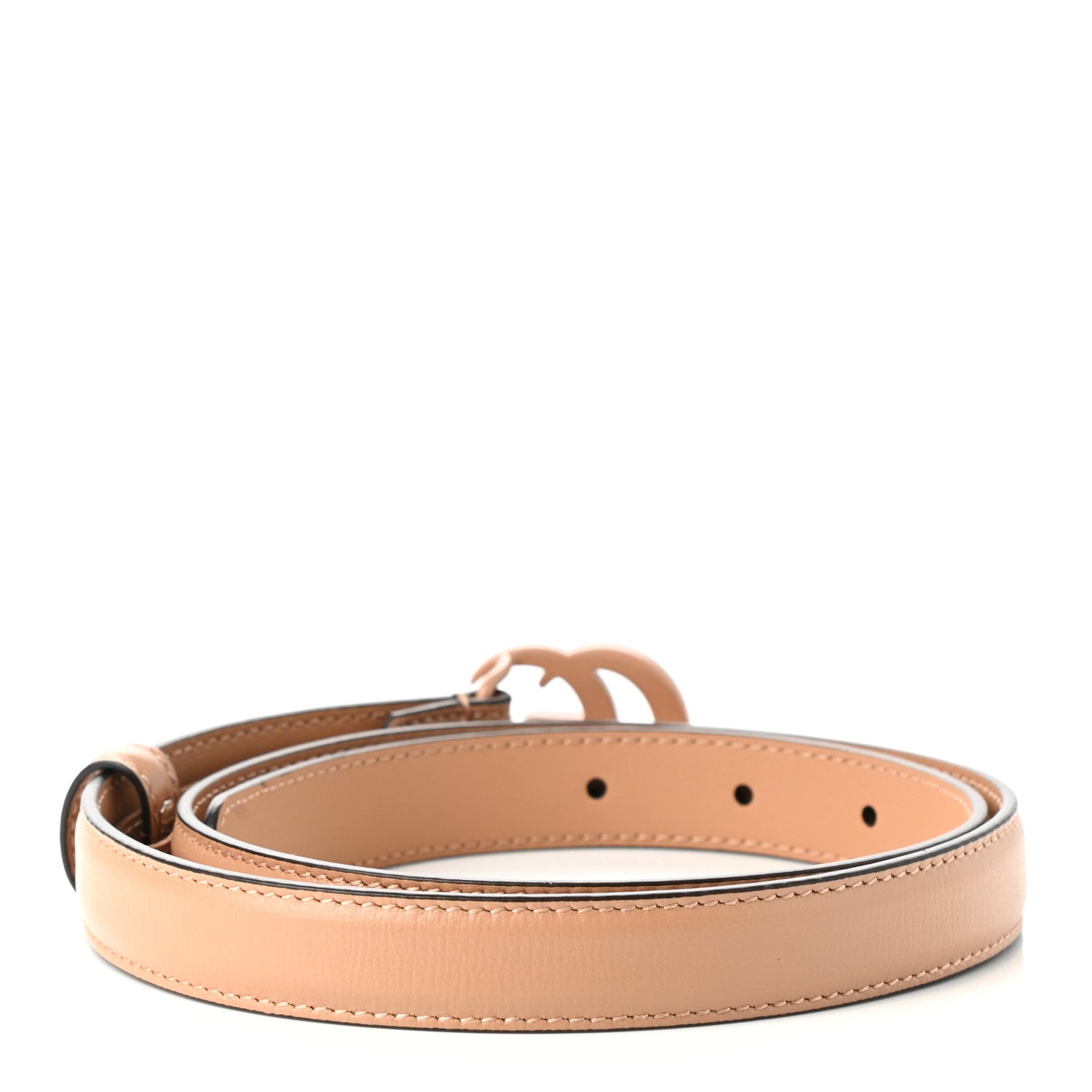 Gucci Azalea Calfskin Enamel Monochrome Double G 20mm Belt 75 30 Camelia 2 of 3