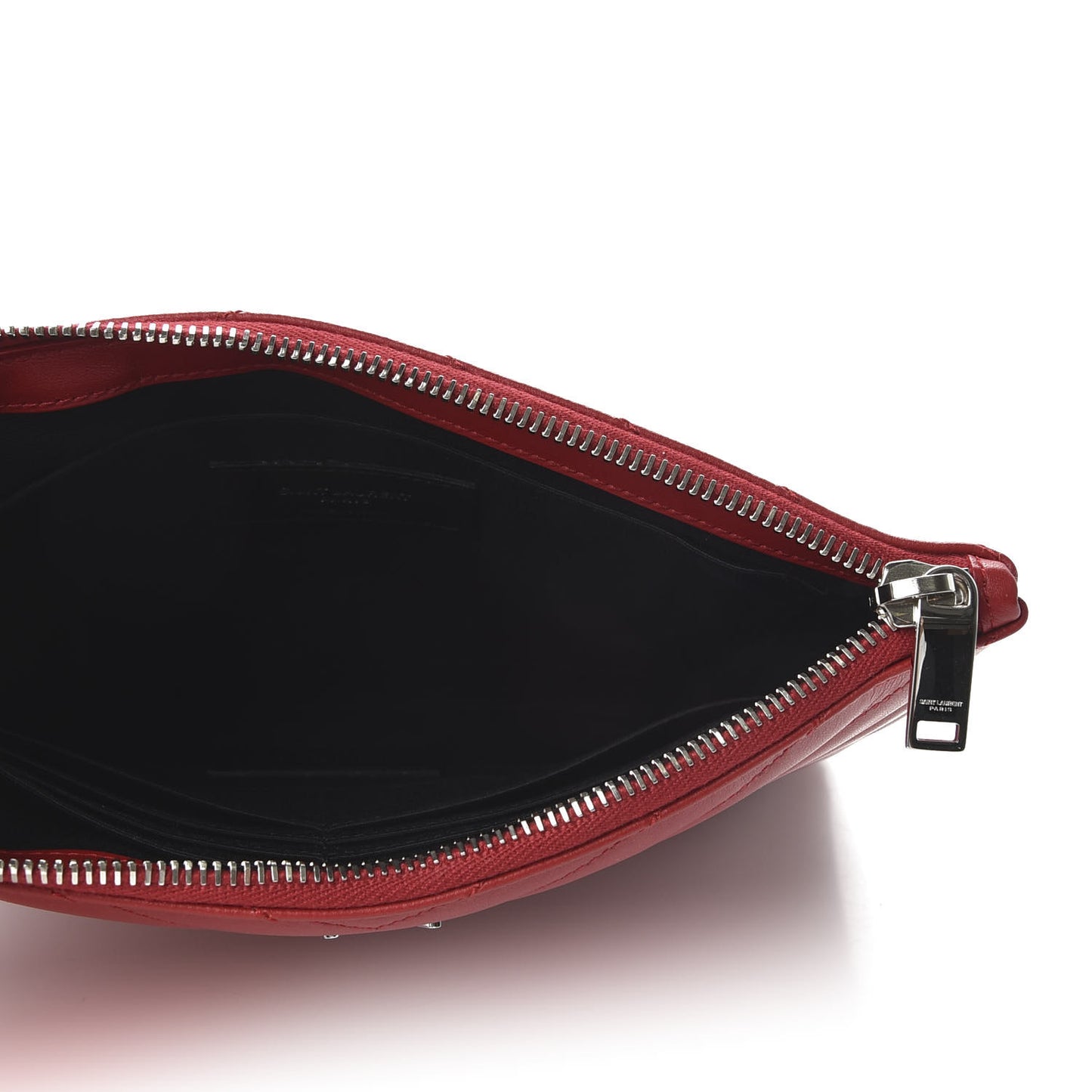 Calfskin Matelasse Chevron Monogram A5 Wristlet Red