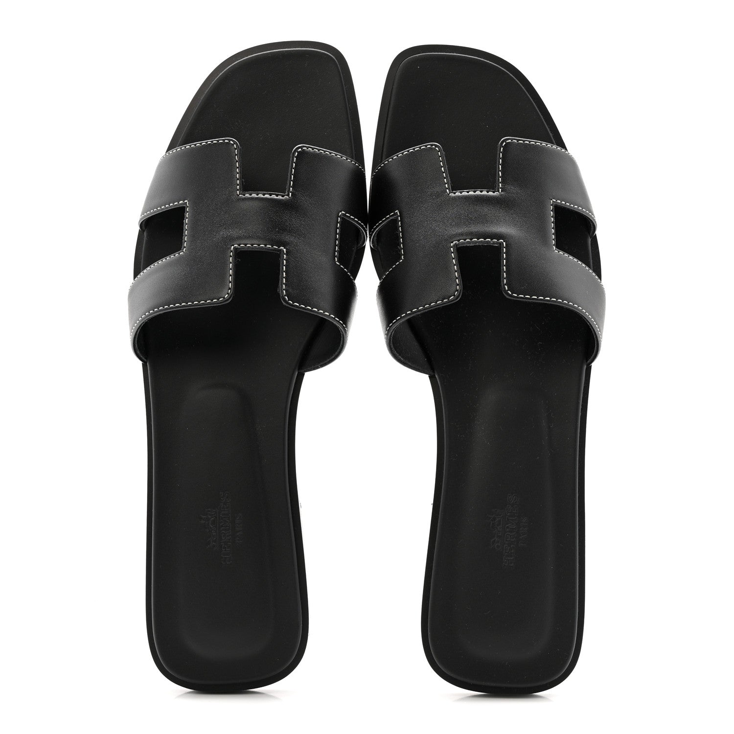 Hermes Box Calfskin Oran Sandals 40 Black 4 of 20