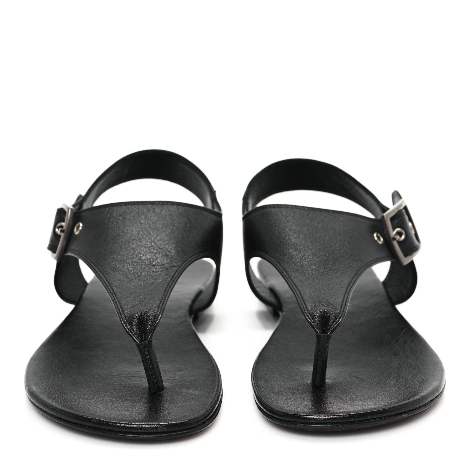 Saint Laurent Calfskin Incrociato Denver Monogram Sandals 36 Black 3 of 9