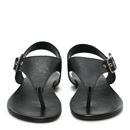 Saint Laurent Calfskin Incrociato Denver Monogram Sandals 36 Black 3 of 9