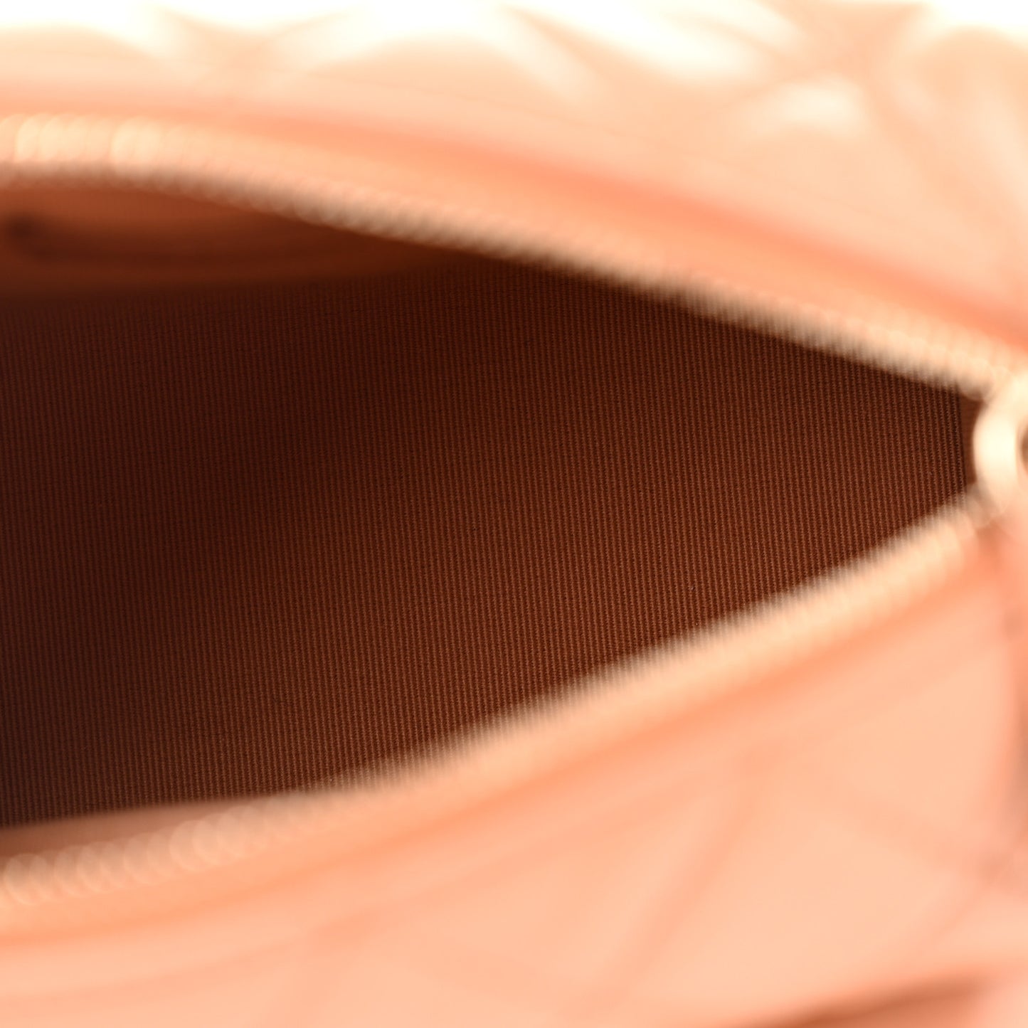 Shiny Crumpled Lambskin Quilted Small Preppy Pocket Camera Case Brown