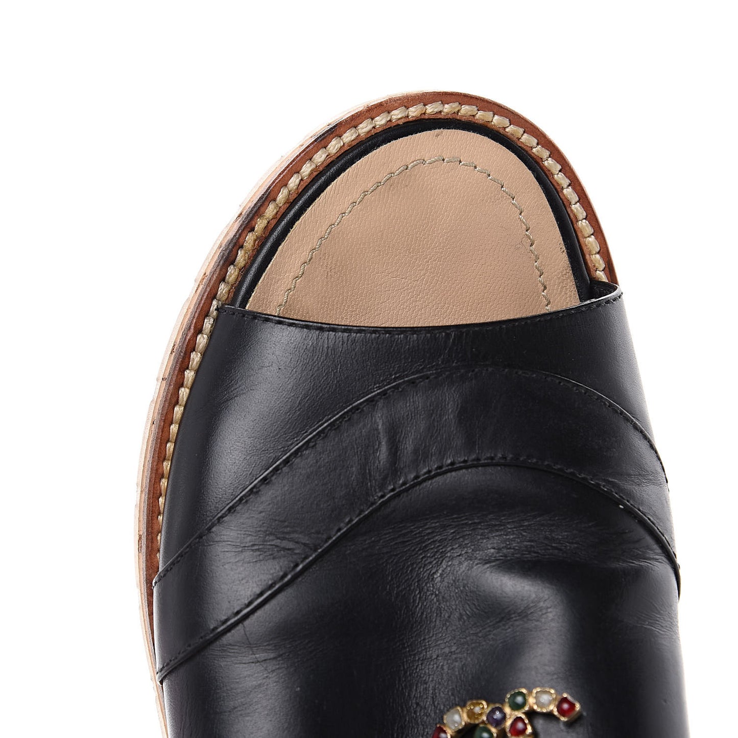 Calfskin Cork CC Sandals 39.5 Black
